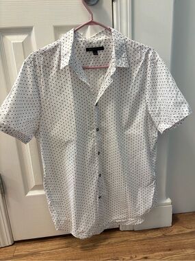 John Varvatos White Short-Sleeve Button-Down with Dot Print